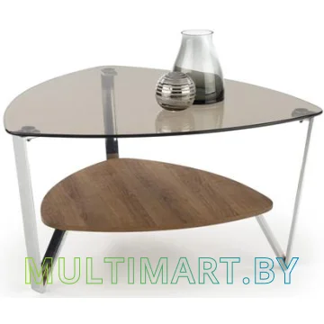 Журнальный столик Halmar Oprah 80x80x43 (дымчатый коричневый/дуб золотой)
